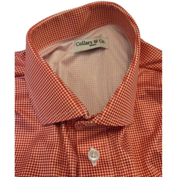NWOT Collars & Co Men’s Small Shirt Bundle Red Houndstooth + Solid White Polo - Picture 4 of 10